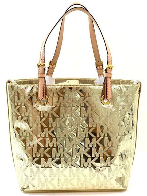 gold michael kors purse with big diamond|michael kors gold purse large.